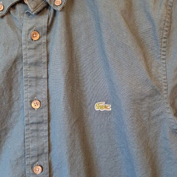 Lacoste Men's Teal Blue Slim Fit Stretch Button Down Shirt Size US M - Picture 4 of 6